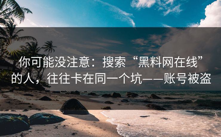 你可能没注意：搜索“黑料网在线”的人，往往卡在同一个坑——账号被盗  第1张